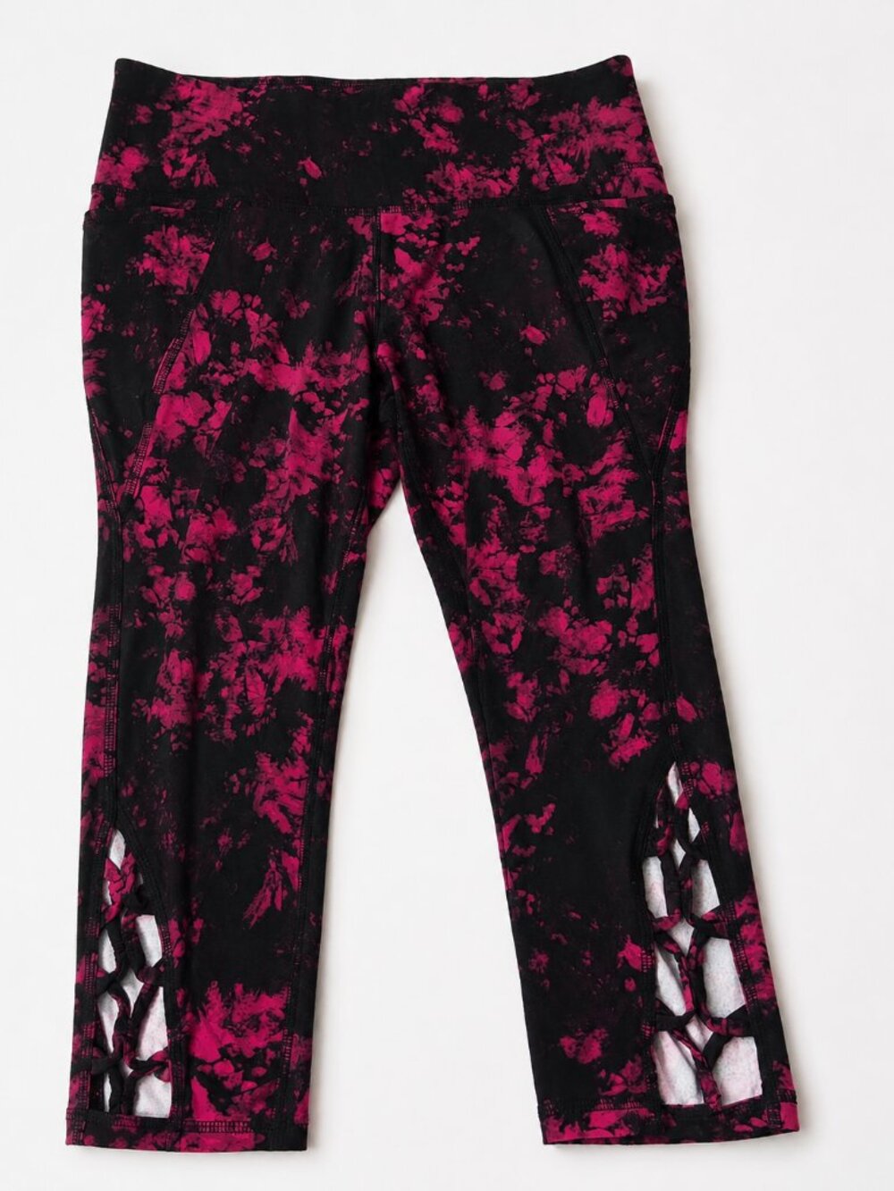 LIVI Active Lane Bryant 1X Pink Black Lattice Leggings
